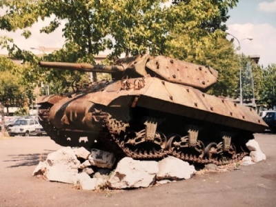 Monte CassinoAmerican Sherman tank in the city of Cassino