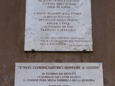 Rome GhettoMemorial tablet. Largo 16 Ottobre 1943