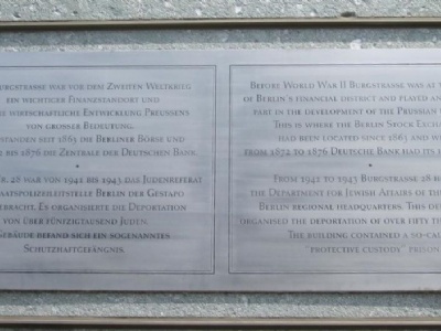 Berlin – Referat IV BMemorial tablet on the facade