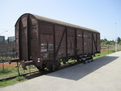 Les MillesBox car that transported Jews to Eastern Europe
