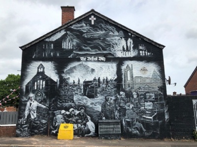 Belfast BlitzVäggmålning på Hogarth Street