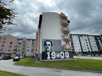 SarajevoVäggmålning av Princip i södra Sarajevo